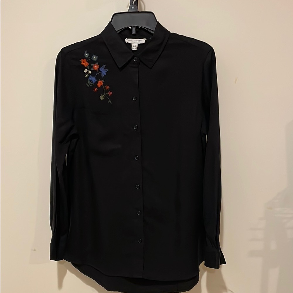 Beachlunchlounge Black Embroidered Women's Top